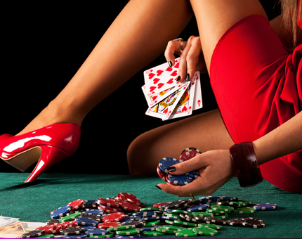 Stripper Poker & Casino Dealer With Cards And Casino Chips